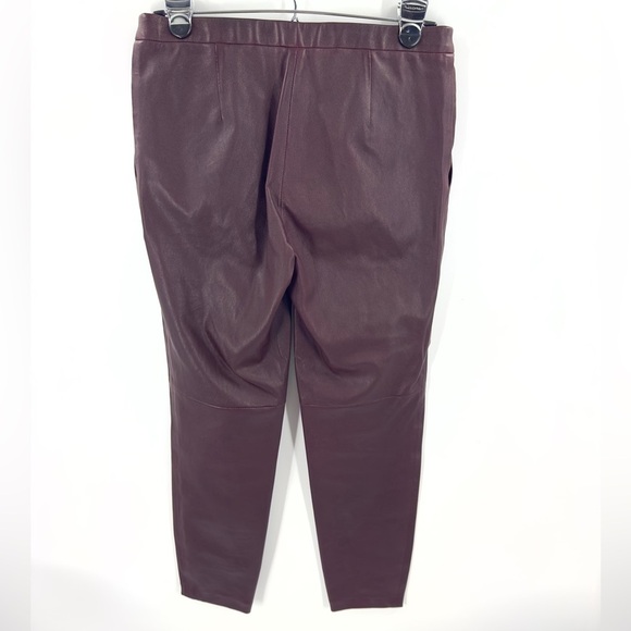 Theory Womens Thaniel Lamb Leather Pants Size 4 Cassis Pull On Stretch Trousers - Picture 4 of 11